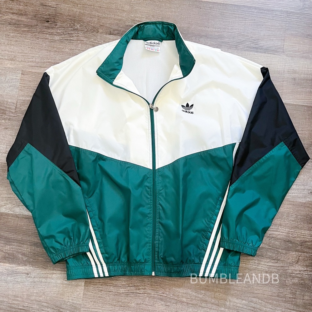 Adidas Men's Vintage Teal and White Windbreaker